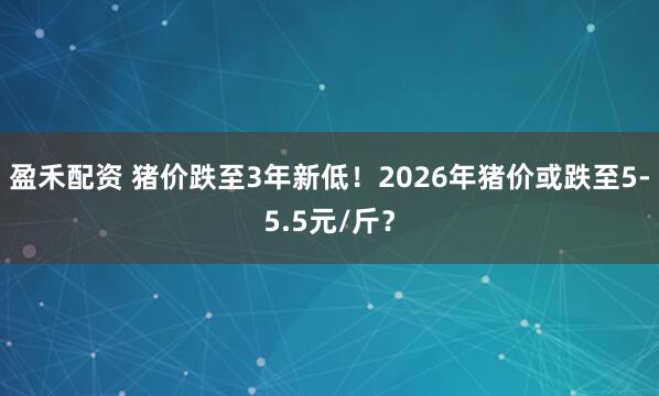 盈禾配资 猪价跌至3年新低！2026年猪价或跌至5-5.5元/斤？