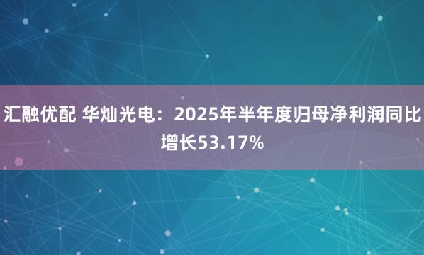 汇融优配 华灿光电:2025年半年度归母净利润同比增长53.17%